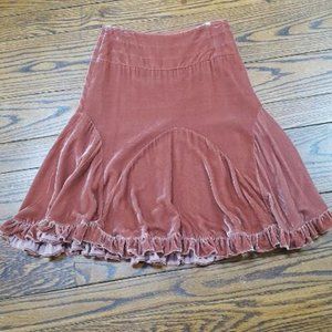 Anthropologie Velvet Midi Skirt